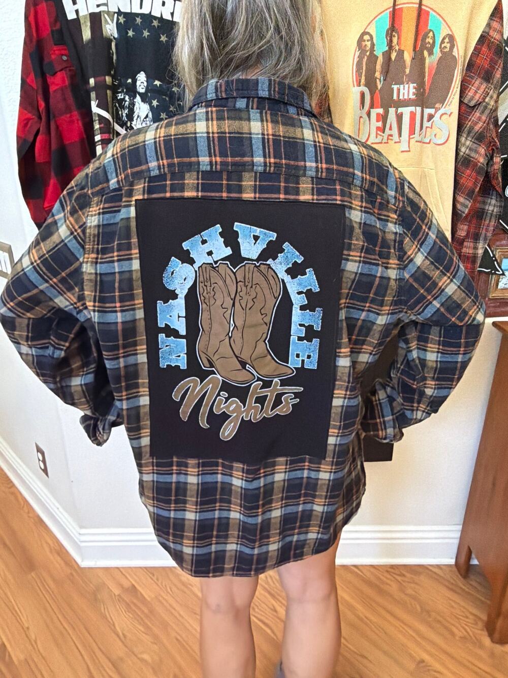 Nashville Nights Upcycled Flannel Shirt Unisex Size XXL